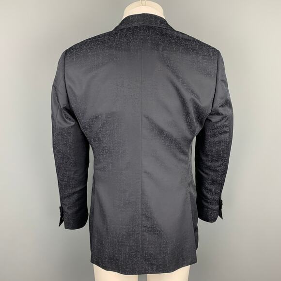GIORGIO ARMANI Soft Size 38 Black Marbled Wool / Silk Peak Lapel Sport Coat - Picture 4 of 7
